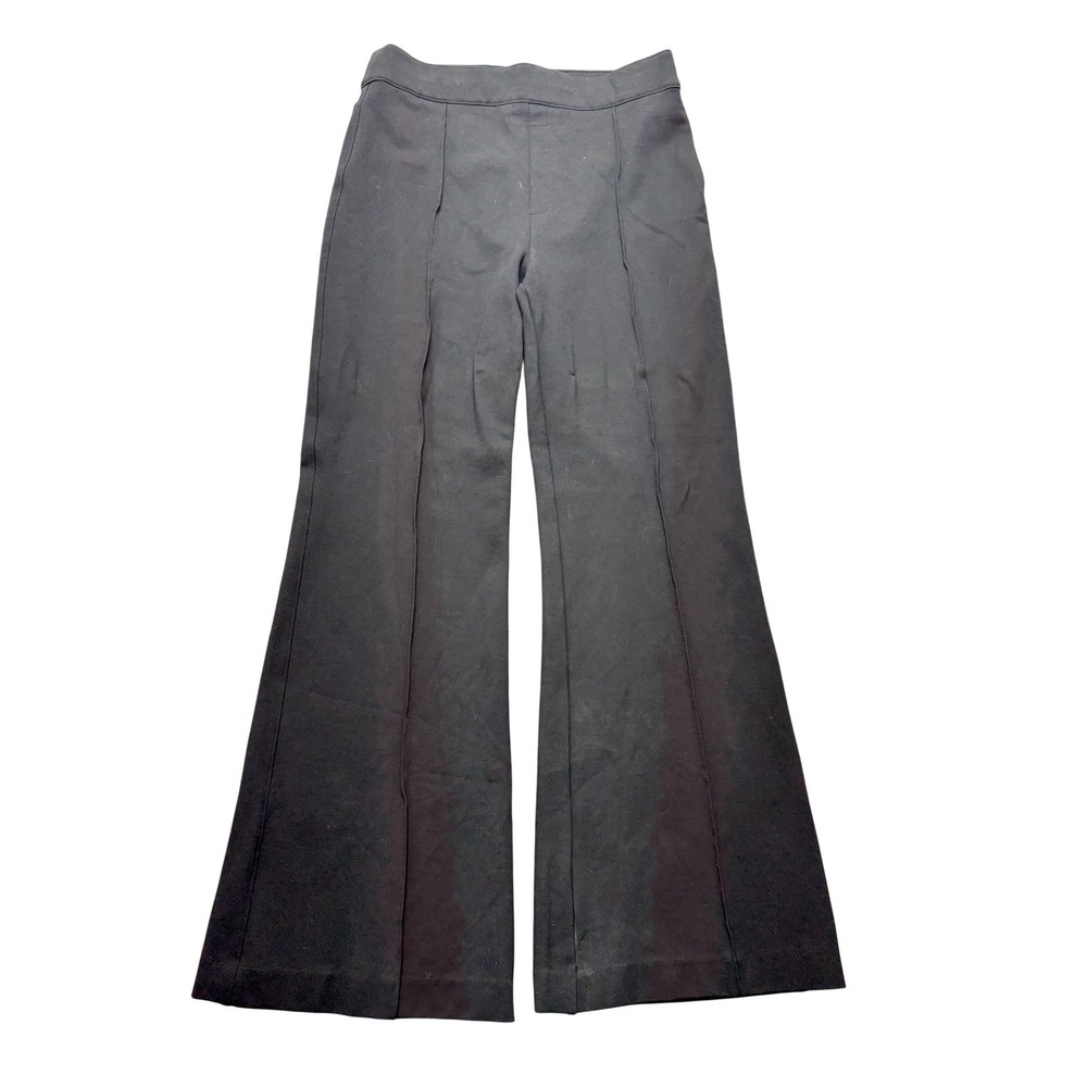 Spanx Ponte Dress Pants Womens Petite L Black Pull On Flare Stretch Shaping